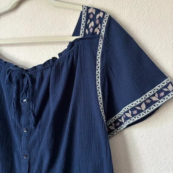 Madewell 1X Plus Boho Embroidered Square-Neck Top - Picture 13 of 16